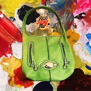 B. Makowsky Green Leather Shoulder Bag